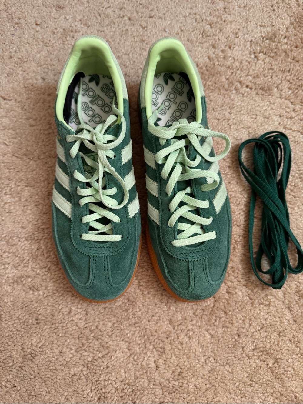 adidas Women’s Dark Green & Light Green Suede Sneakers